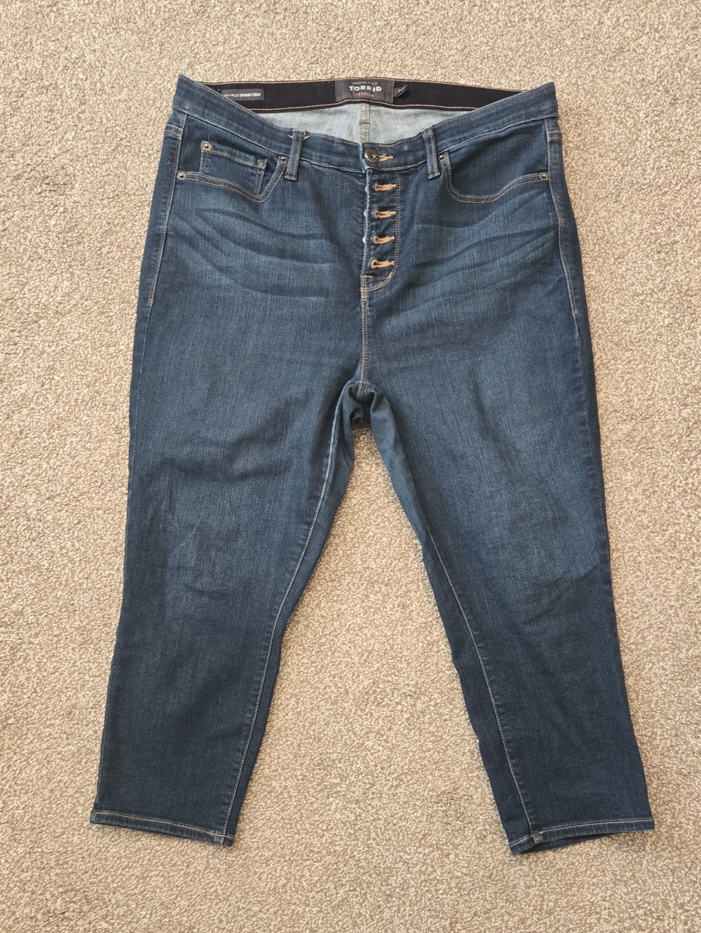 torrid Dark Blue High-Rise Button-Fly Ankle Jeans